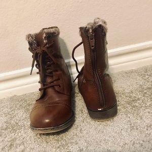 Brown combat boots